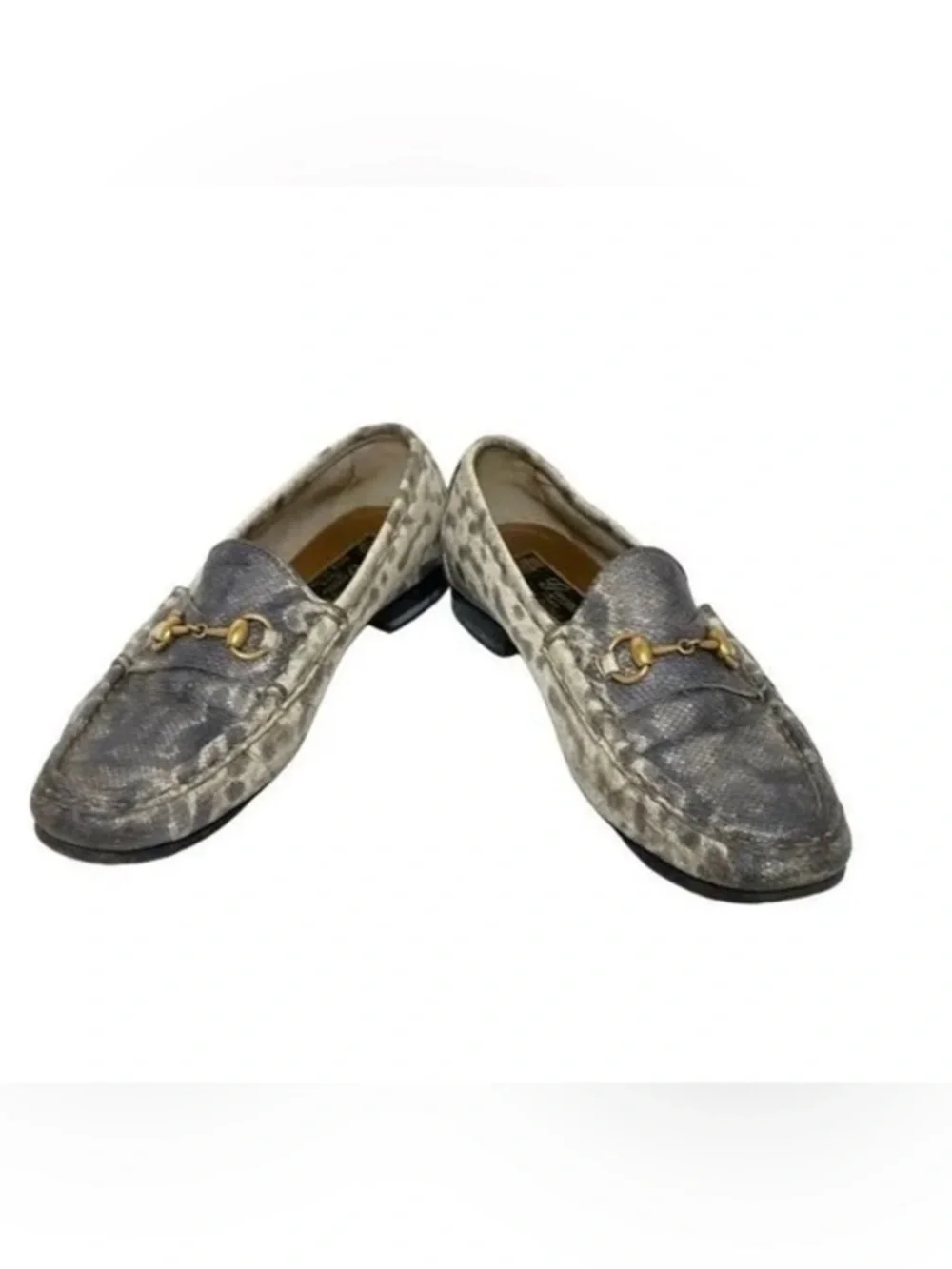 Gucci vintage Horsebit Loafers Roccia Snake Print Leather 6.5/36.5 womens